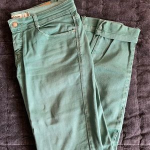 Zara, green denim slim jeans